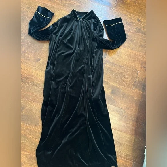 Vintage Black Dressing Gown with Gold Trim